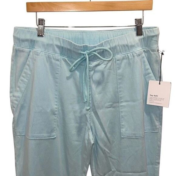 Bella Dahl Womens Elastic Waist Drawstring Cropped Jogger Pants Aqua Large NWT - Picture 3 of 11